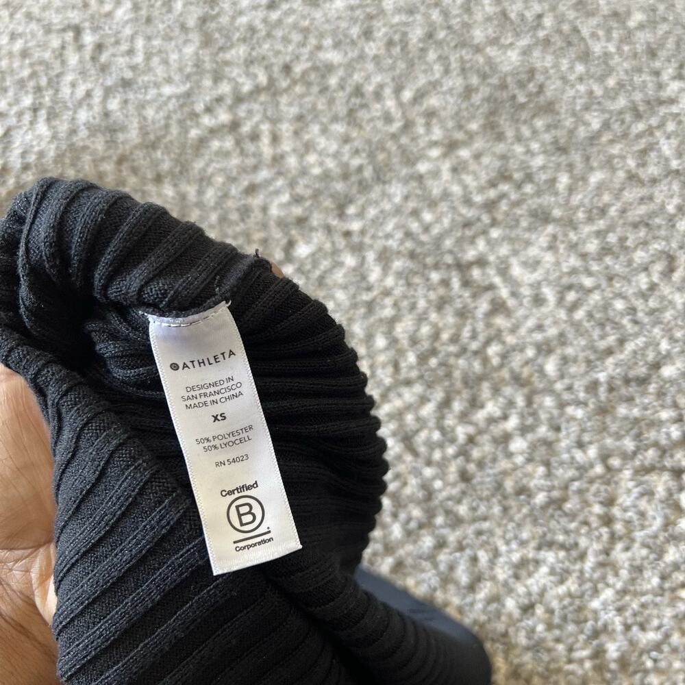 NEW Athleta Black Lincoln Park Sweater Ribbed Knit Scoop Neck Size XS NEW - Picture 5 of 5